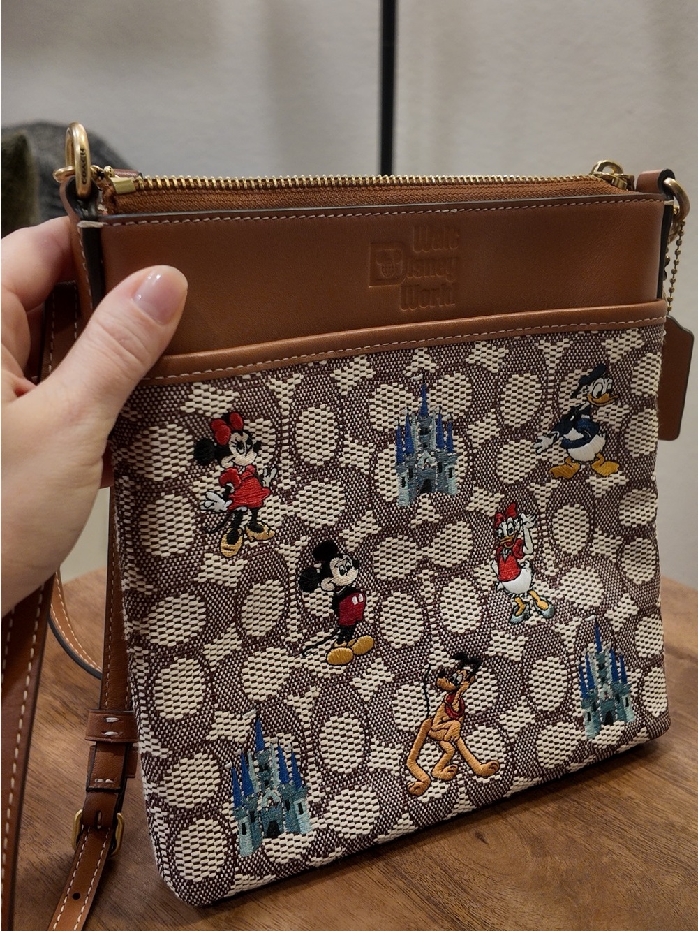 Coach Brown Signature Canvas Disney Patch Crossbody Bag
